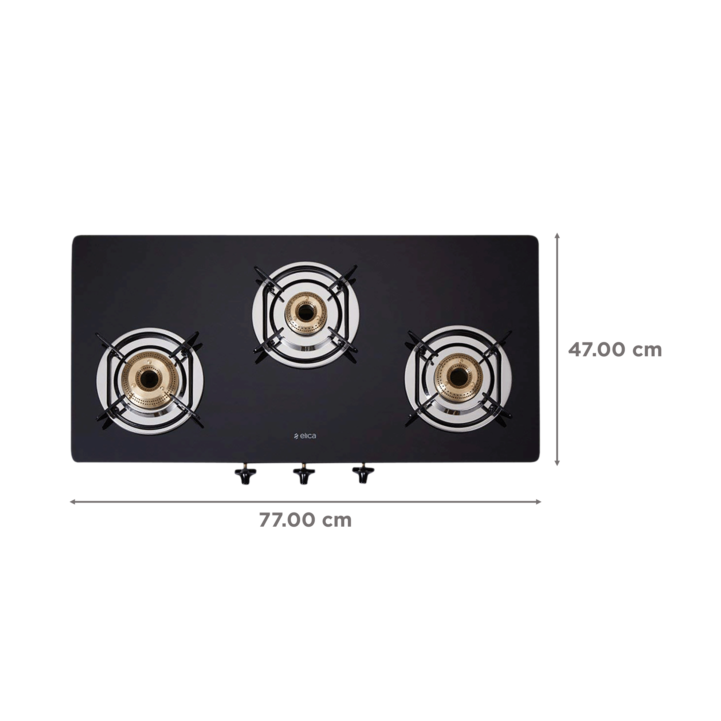 Buy Elica 773 CT DT VETRO Toughened Glass Top 3 Burner Automatic Gas